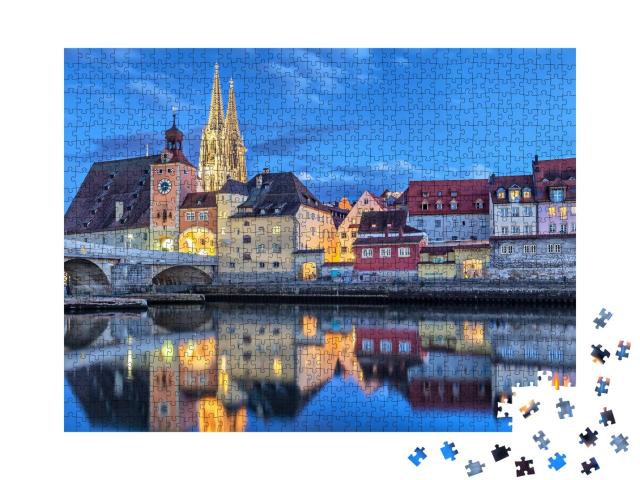 Puzzle de 1000 pièces « Historische Steinerne Brücke, Regensburg, Allemagne »