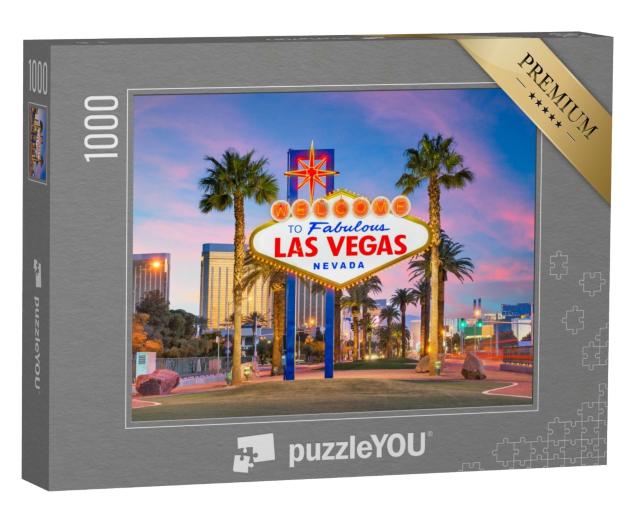 Puzzle de 1000 pièces « Panneau Welcome to Las Vegas au crépuscule »