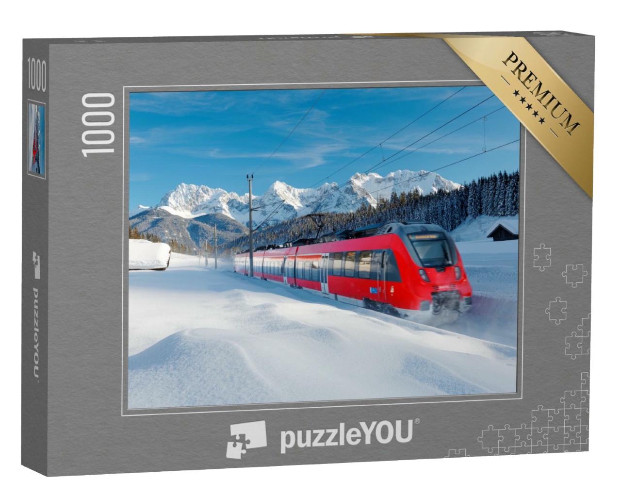 Puzzle de 1000 pièces « Chemin de fer dans les montagnes hivernales du Karwendel, Allemagne »