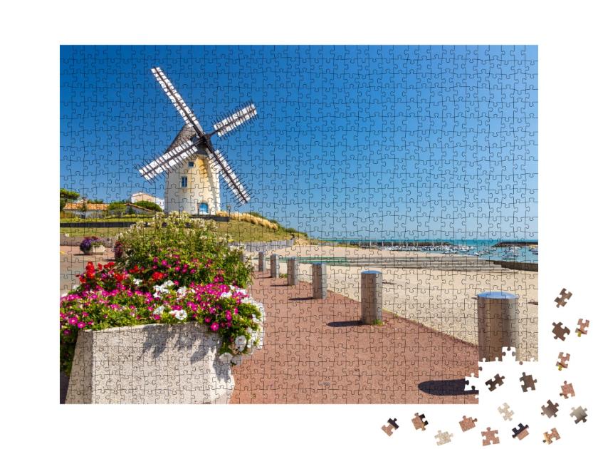 Puzzle de 1000 pièces « Moulin à vent à Jard sur Mer, Pays de la Loire, France »