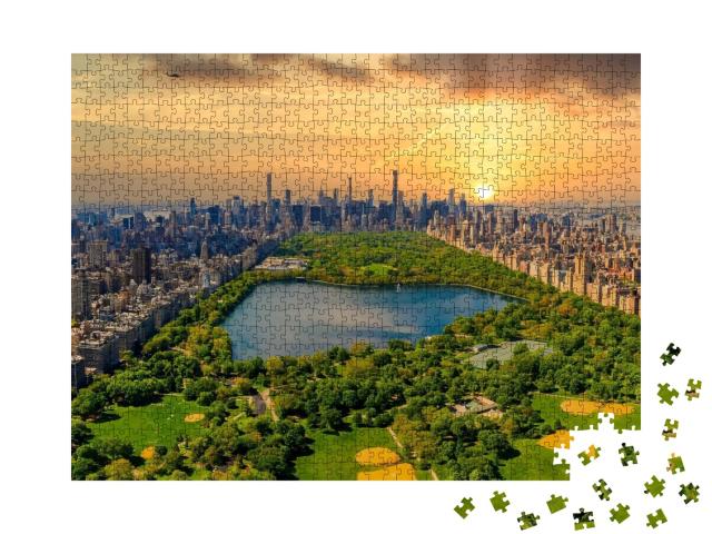 Puzzle de 1000 pièces « Vue aérienne de Manhattan avec Central Park, New York »