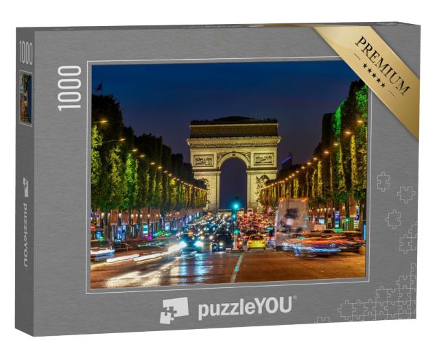 Puzzle de 1000 pièces « Champs-Élysées et Arc de Triomphe de nuit, Paris, France »