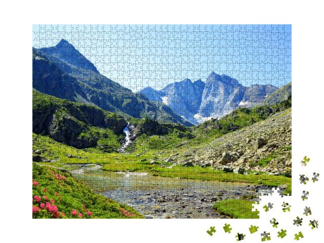 Puzzle de 1000 pièces « Montagne de Vignemale dans le Parc national des Pyrénées. Occitanie dans le sud de la France. »