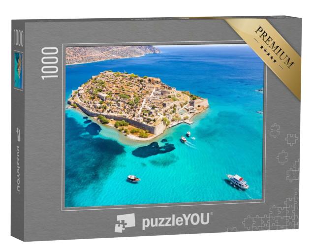 Puzzle de 1000 pièces « Spinalonga avec mer calme, golfe d'Elounda, Crète, Grèce »