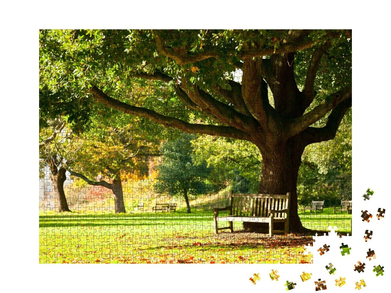 Puzzle de 1000 pièces « Banc sous un arbre ancien dans les Royal Botanic Gardens, Londres »