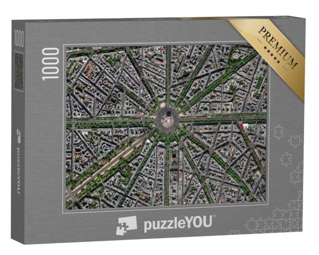 Puzzle de 1000 pièces « Spectaculaire vue aérienne de Paris avec l'Arc de Triomphe »