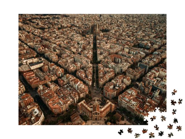 Puzzle de 1000 pièces « Vue aérienne de Barcelone : rues de la ville, Espagne »