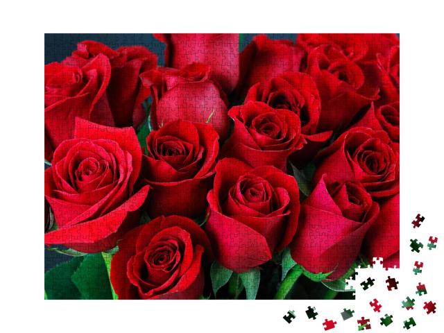 Puzzle de 1000 pièces « Un bouquet de roses rouges »