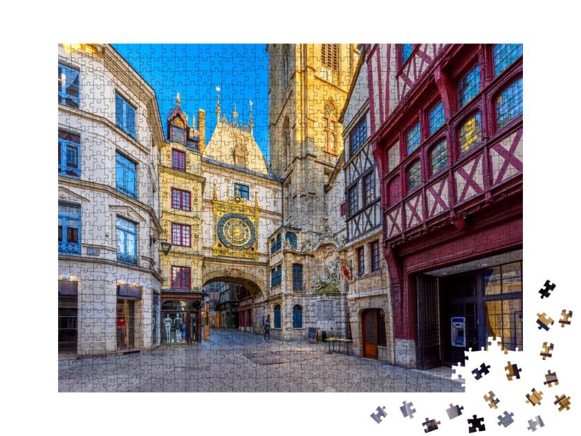 Puzzle de 1000 pièces « Le Gros-Horloge est une horloge astronomique du XIVe siècle située à Rouen, en Normandie. »