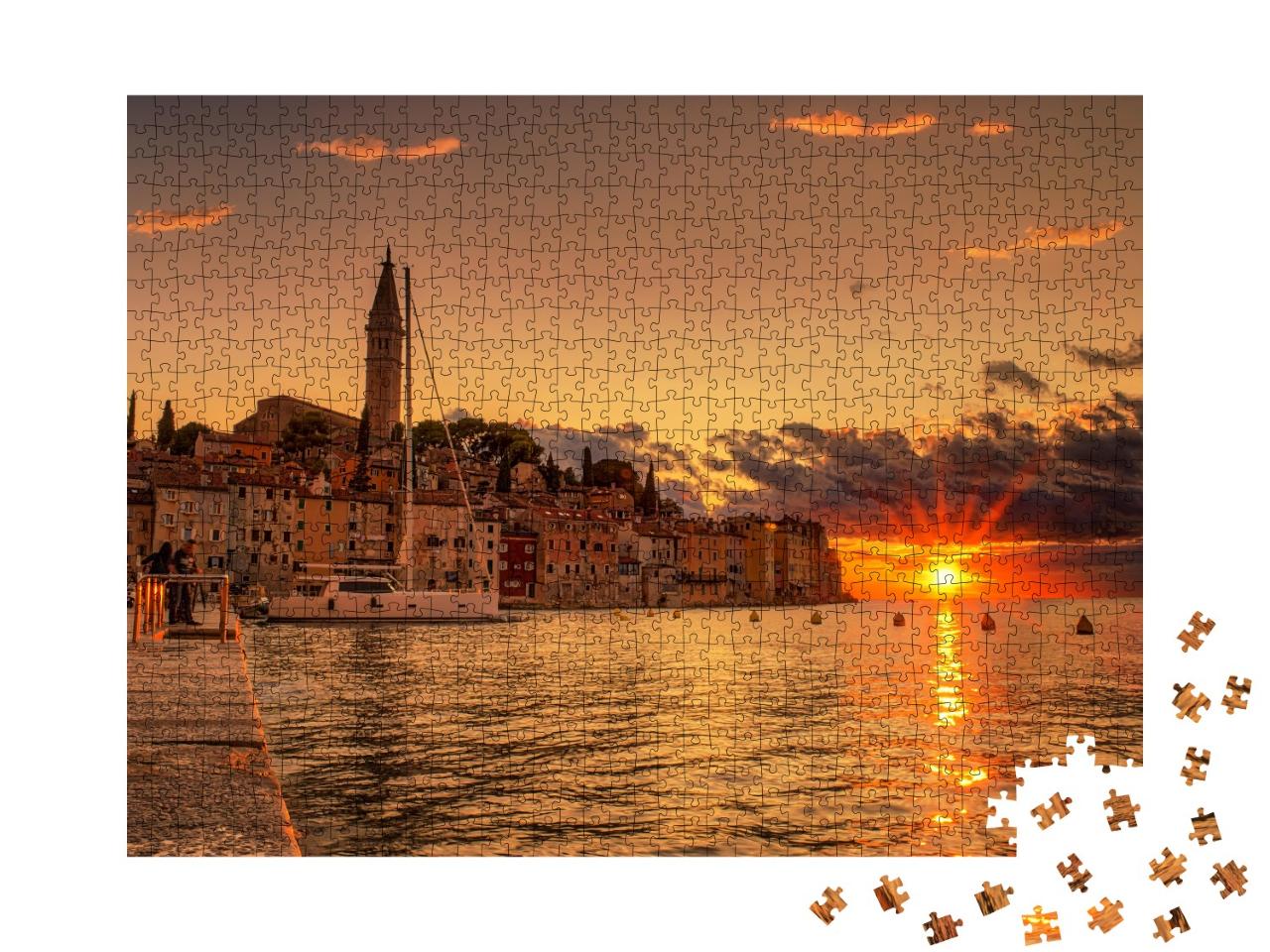 Puzzle de 1000 pièces « Coucher de soleil sur Rovinj, sur la côte adriatique croate »