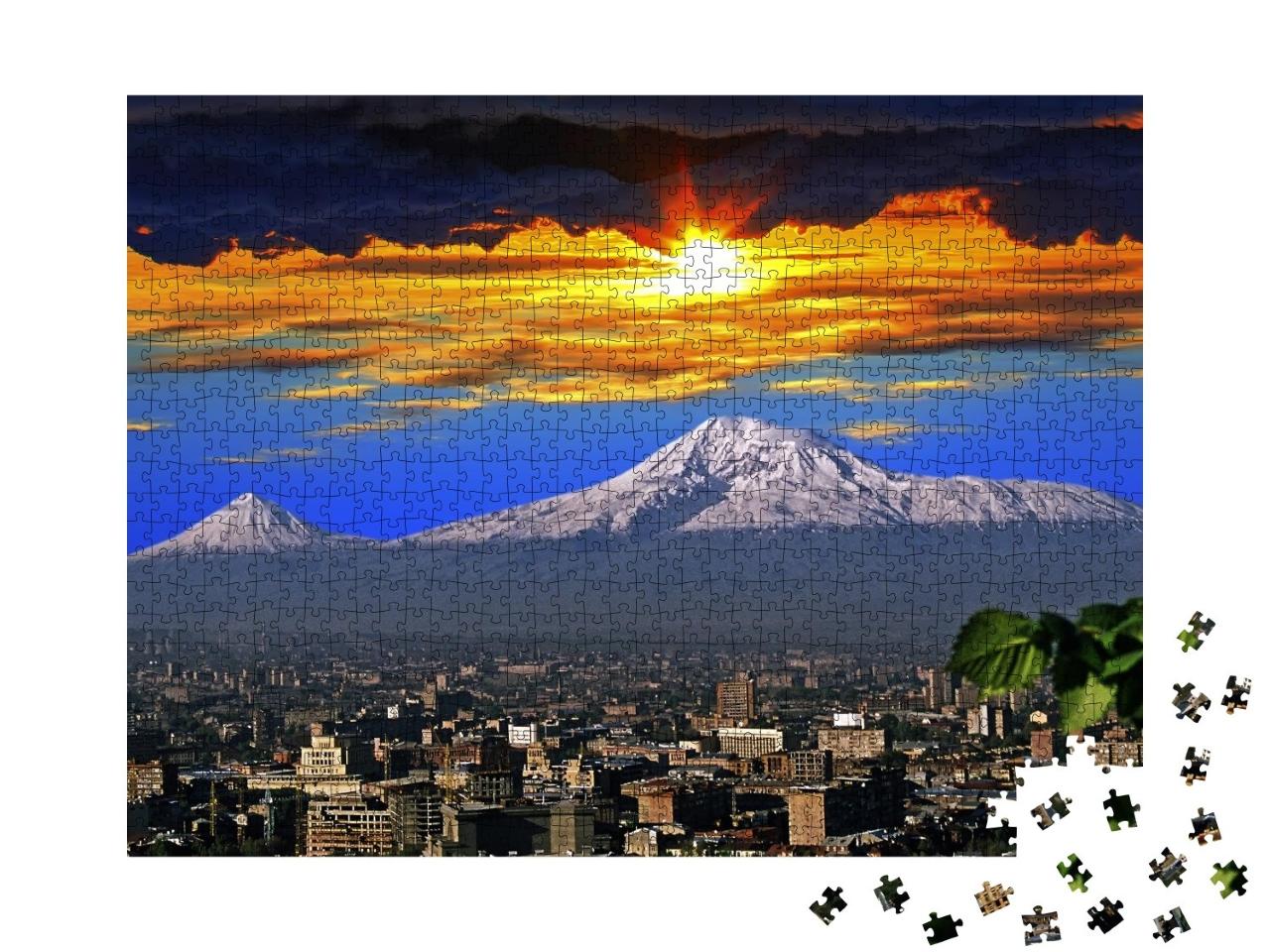 Puzzle de 1000 pièces « Vue spectaculaire sur le mont Ararat et la ville d'Erevan »