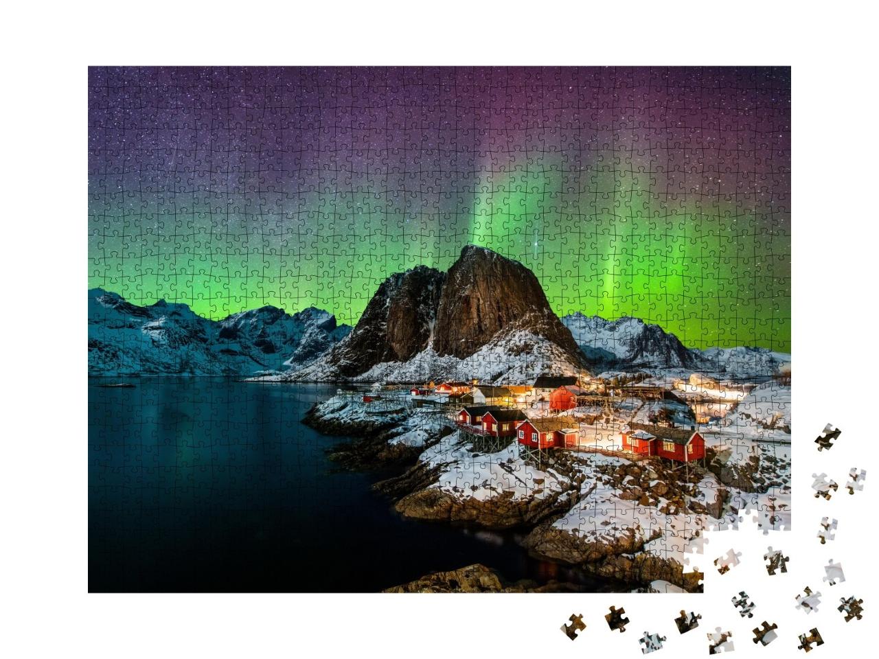 Puzzle de 1000 pièces « Aurores boréales au-dessus de Hamoy, Norvège »
