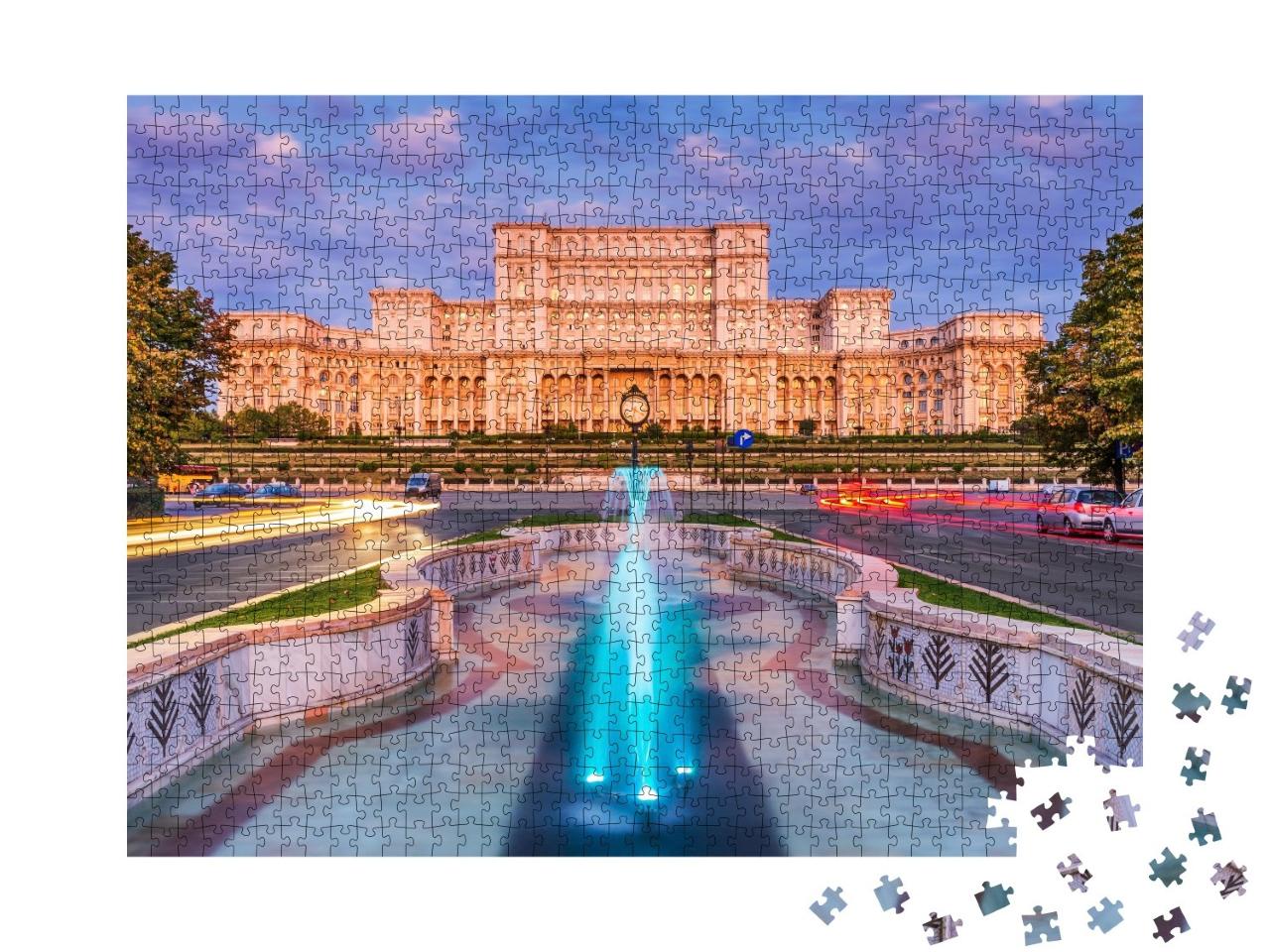 Puzzle de 1000 pièces « Palais du Parlement au lever du soleil, Bucarest, Roumanie »