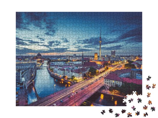 Puzzle de 1000 pièces « Skyline de Berlin le soir »