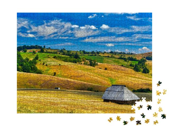 Puzzle de 1000 pièces « Ferme dans les champs, Zlatibor, Serbie »