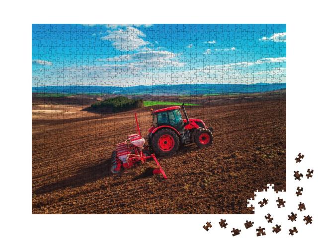 Puzzle de 1000 pièces « Tracteur préparant des terres agricoles »