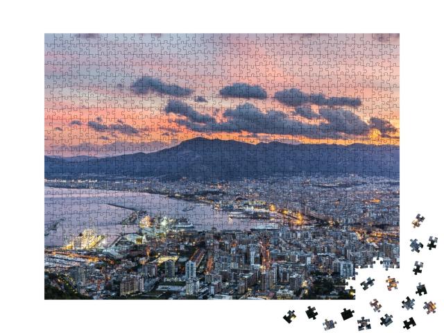 Puzzle de 1000 pièces « Vue aérienne de Palerme au coucher du soleil, Italie »