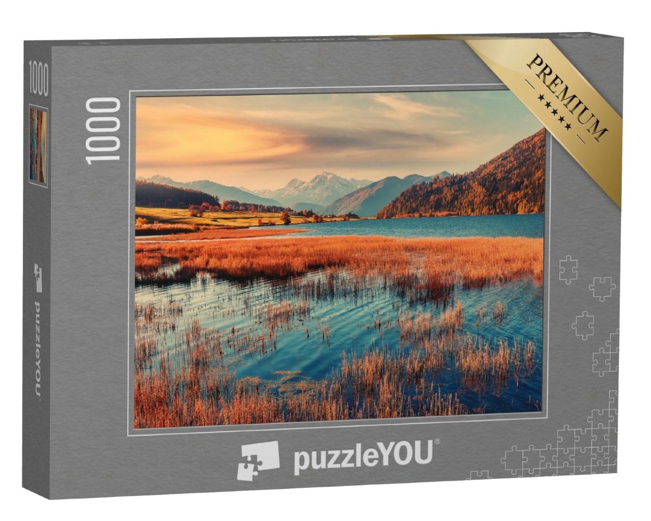 Puzzle de 1000 pièces « Scène panoramique automnale du lac Haidersee »