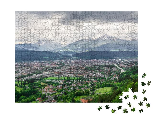 Puzzle de 1000 pièces « Skyline de la ville alpine d'Innsbruck en Autriche »