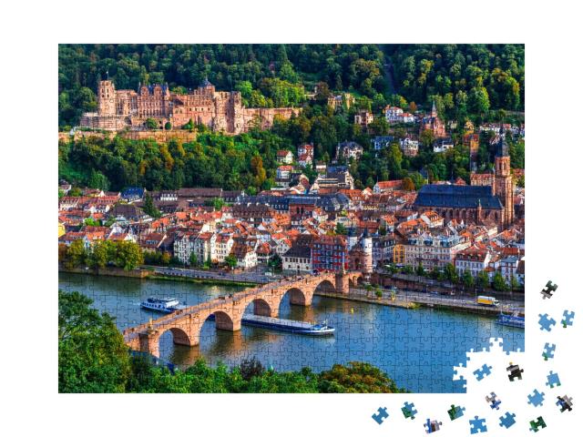 Puzzle de 1000 pièces « Magnifique vue sur Heidelberg au bord du Neckar »