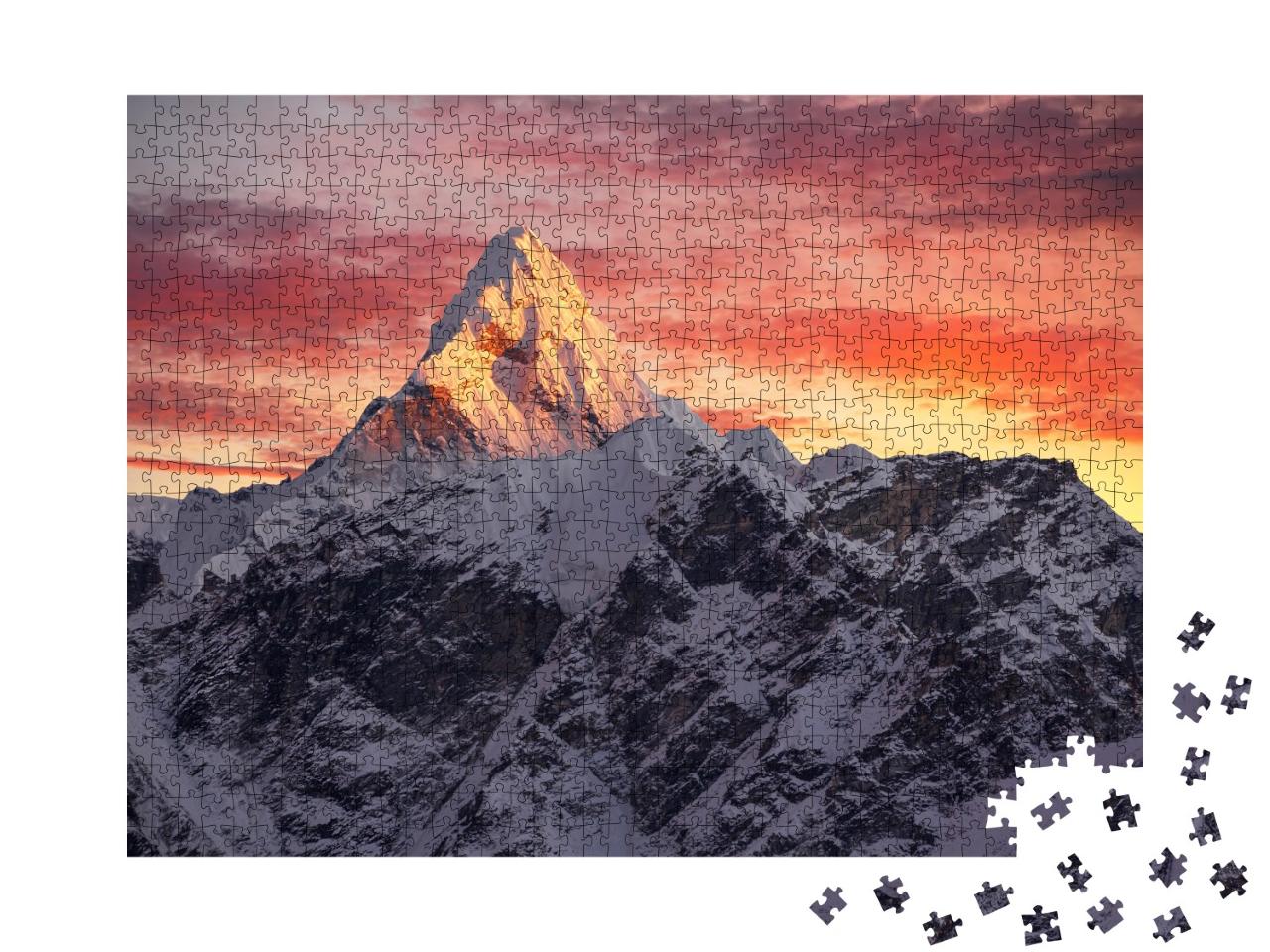 Puzzle de 1000 pièces « Sommet de l'Ama Dablam au coucher du soleil, Népal, Himalaya »