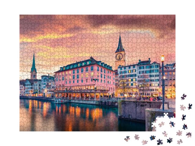 Puzzle de 1000 pièces « Église Fraumünster dans la vieille ville de Zurich, Suisse »