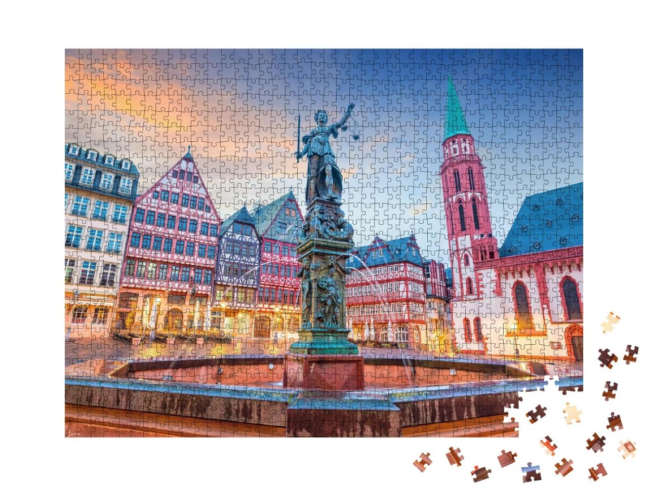 Puzzle de 1000 pièces « Place de la vieille ville Römerberg à Francfort, Allemagne »
