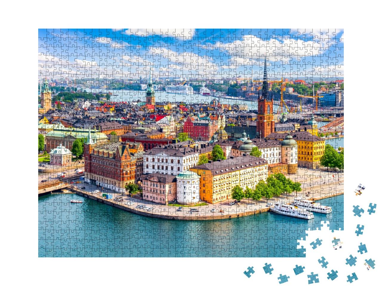 Puzzle de 1000 pièces « Vue sur la vieille ville de Stockholm, Suède »