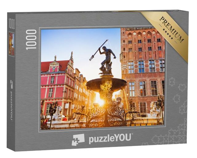 Puzzle de 1000 pièces « Fontaine de Neptune au coucher du soleil, Gdansk, Pologne »