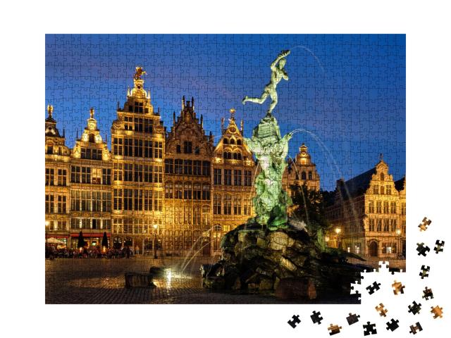 Puzzle de 1000 pièces « Statue de Brabo sur la Grote Markt à Anvers, Belgique »