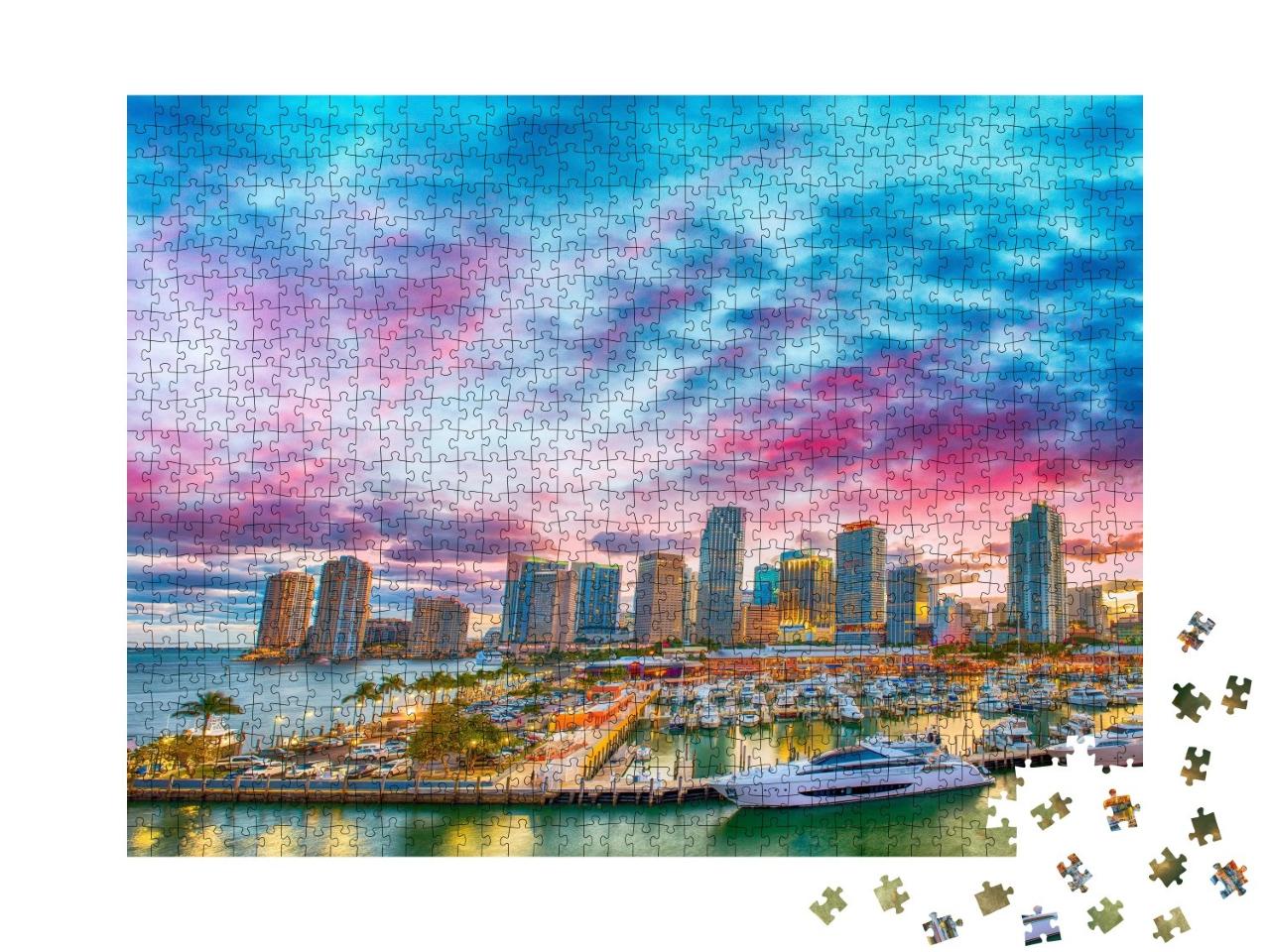 Puzzle de 1000 pièces « Crépuscule sur Miami, Floride »