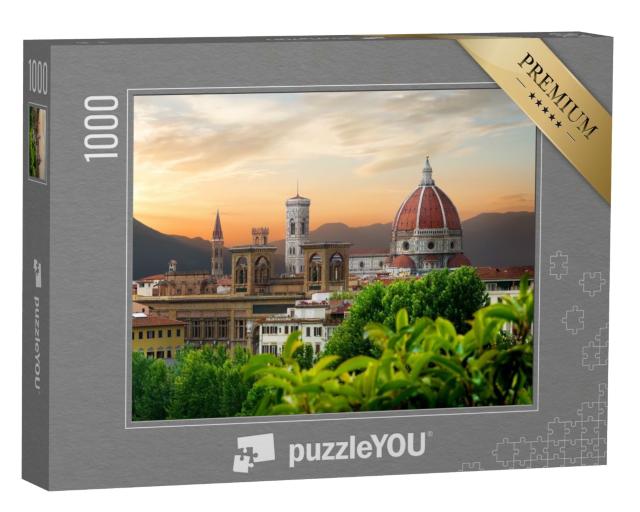 Puzzle de 1000 pièces « Soirée au-dessus de la cathédrale Santa Maria del Fiore, Florence, Italie »