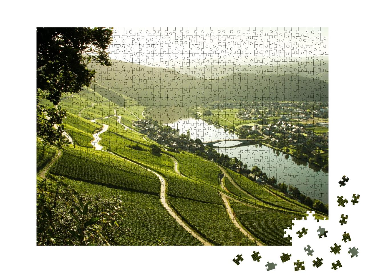 Puzzle de 1000 pièces « La vallée de la Moselle dans la lumière du matin »
