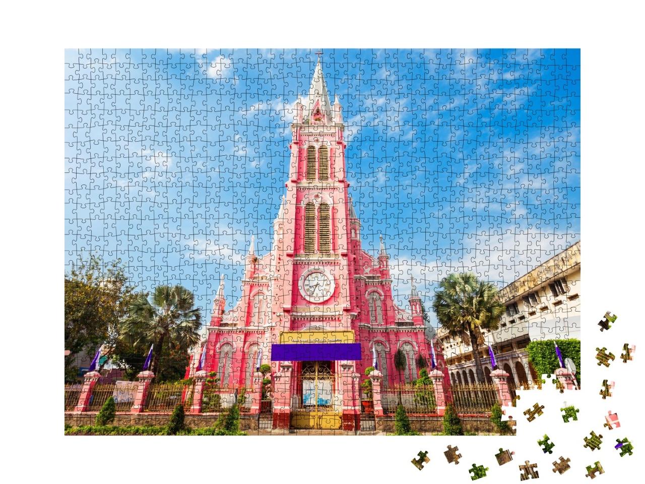 Puzzle de 1000 pièces « L'église paroissiale de Tan Dinh ou l'église du Sacré-Cœur à Ho Chi Minh-Ville »