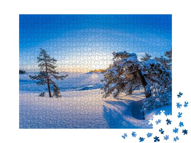 Puzzle de 1000 pièces « Pays des merveilles hivernales au lever du soleil »