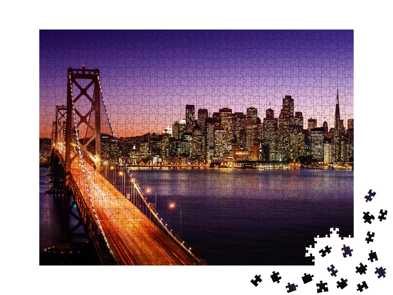 Puzzle de 1000 pièces « Californie : San Francisco et Bay Bridge de nuit »