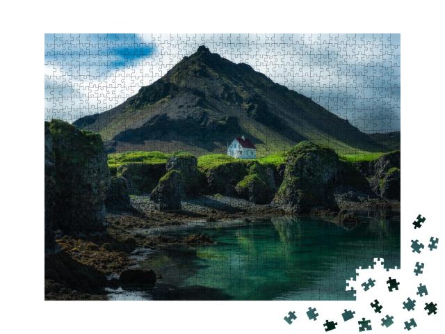 Puzzle de 1000 pièces « Paysage unique d'Arnarstapi, un village en Islande »