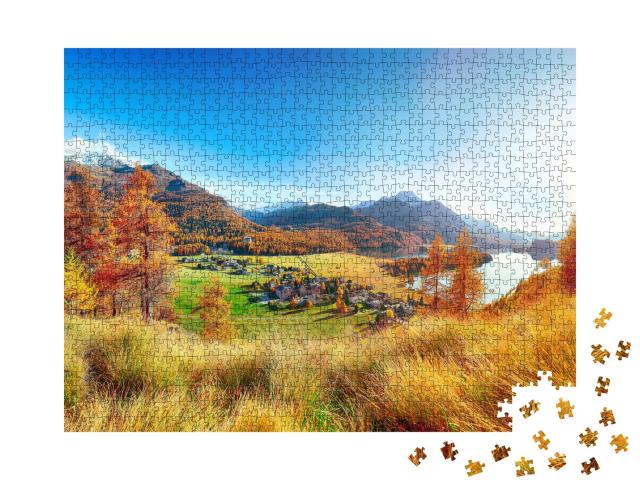 Puzzle de 1000 pièces « Panorama automnal sur Sils en Engadine »