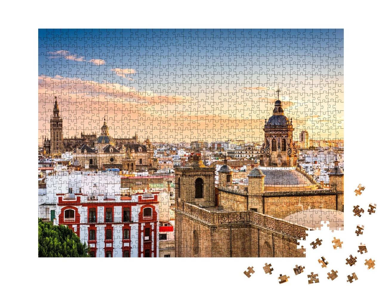 Puzzle de 1000 pièces « Skyline de la vieille ville de Séville, Espagne »