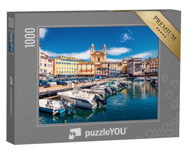 Puzzle de 1000 pièces « Vue panoramique sur le paysage urbain estival du port de Bastia, Corse »