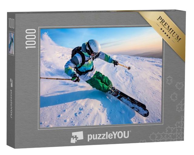 Puzzle de 1000 pièces « Descente de la vallée en skiant »