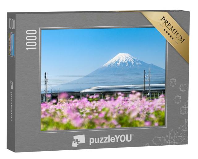 Puzzle de 1000 pièces « Train à grande vitesse Shinkansen au Mont Fuji, Japon »