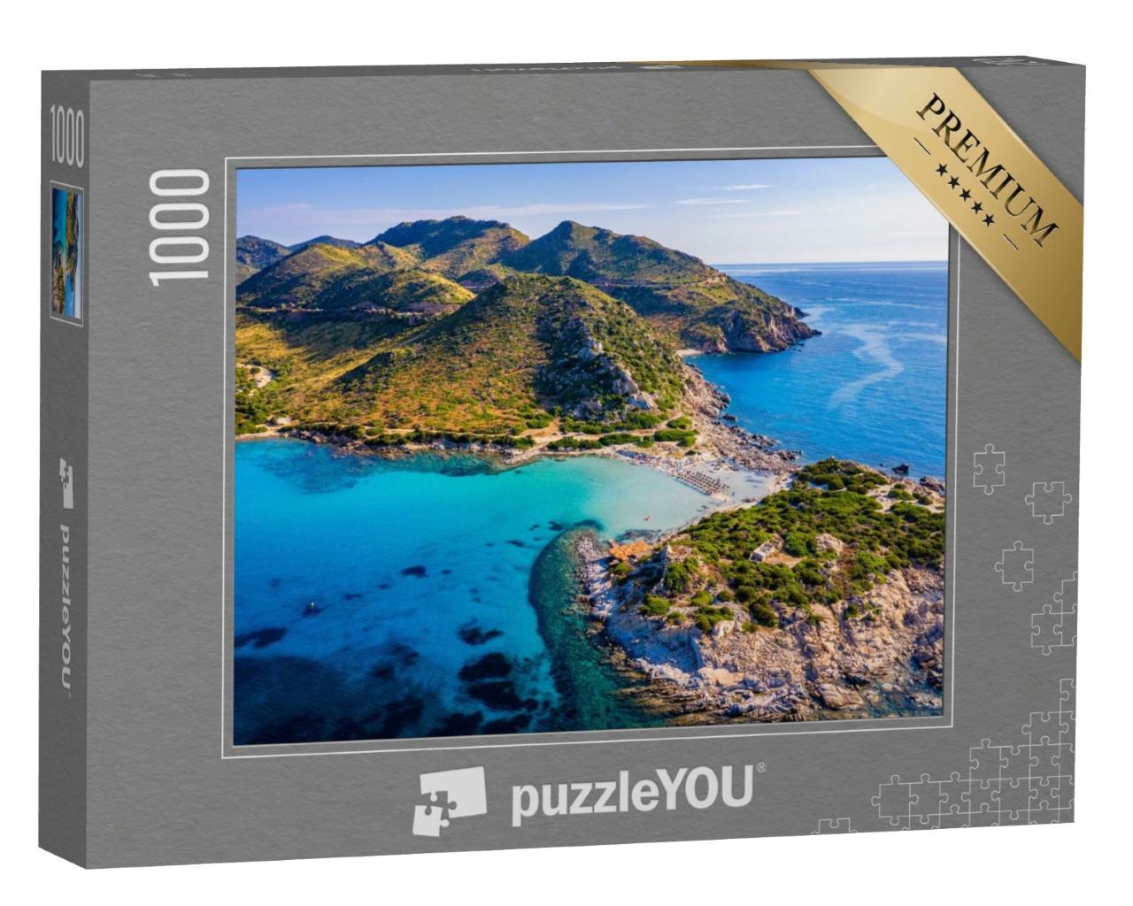 Puzzle de 1000 pièces « Péninsule de Punta Molentis avec plage, Sardaigne, Italie »