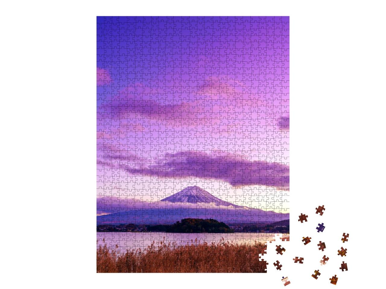 Puzzle de 1000 pièces « Mont Fuji mystique, vue depuis le lac Kawaguchi, Japon »