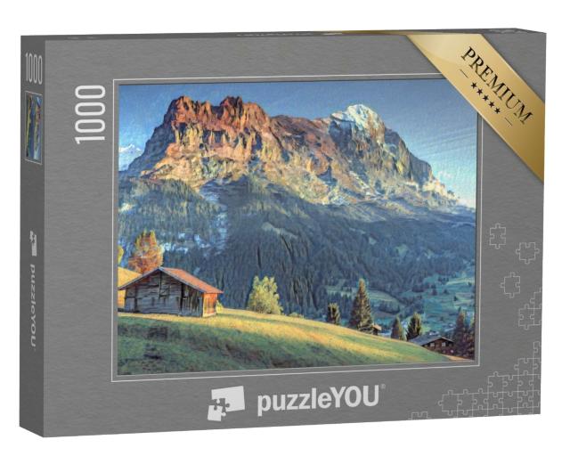 Puzzle de 1000 pièces « dans le style de Paul-Cezanne - Paysage alpin suisse devant l'Eiger »