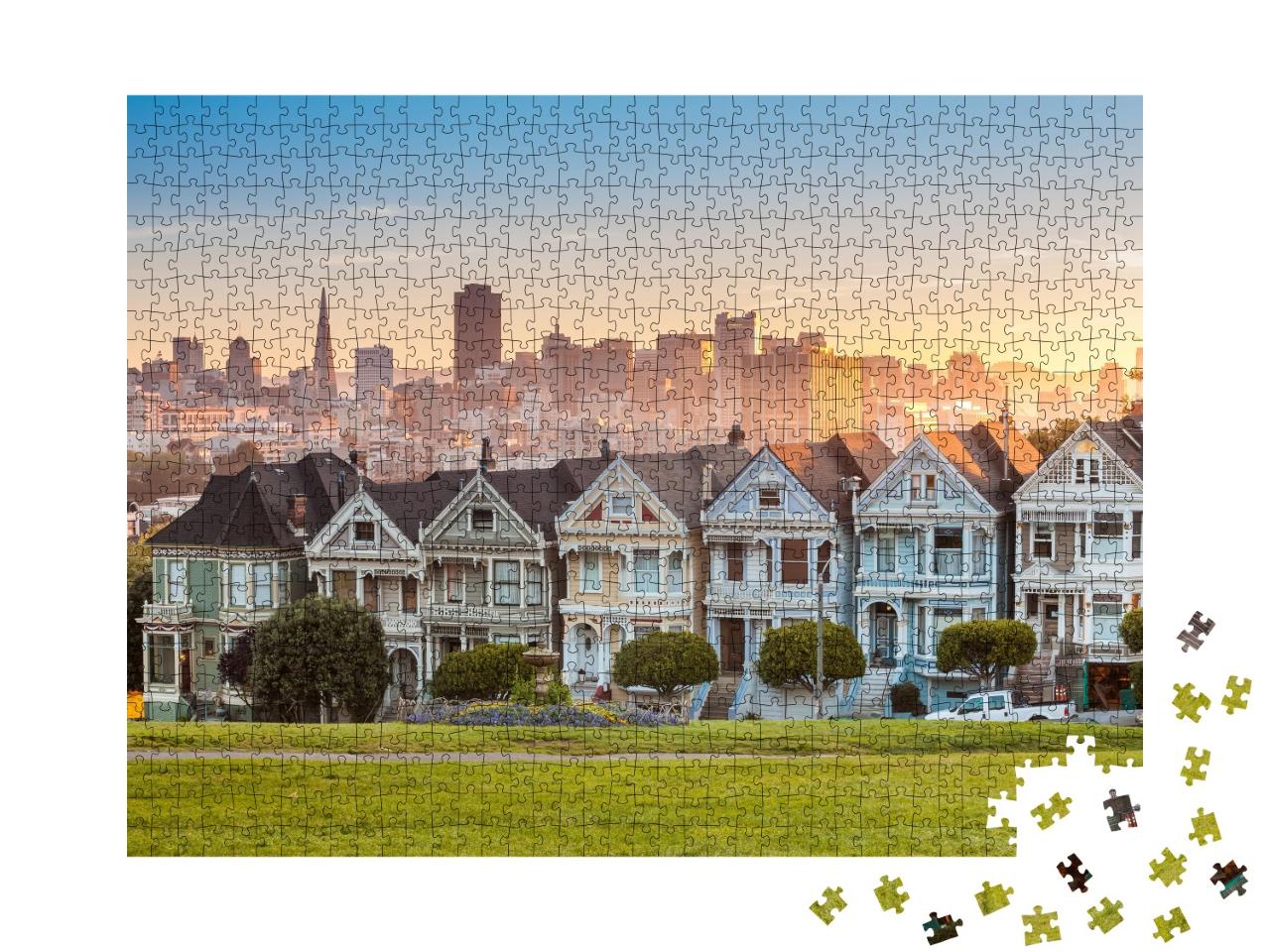 Puzzle de 1000 pièces « Les Painted Ladies de San Francisco, maisons victoriennes en Californie, États-Unis »