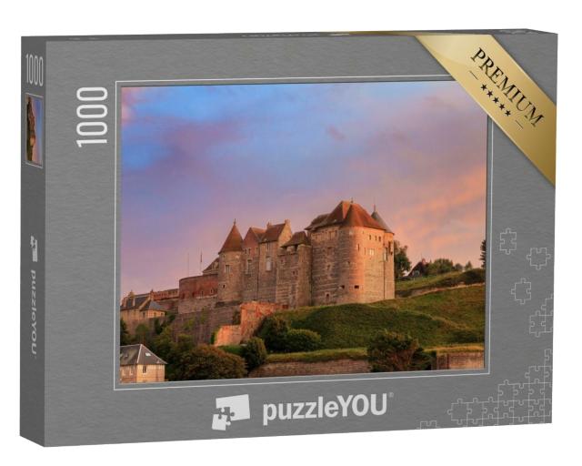 Puzzle de 1000 pièces « Belle vue sur le Château de Dieppe au coucher du soleil en Normandie, France »