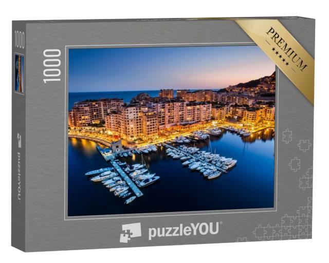 Puzzle de 1000 pièces « Vue nocturne de Fontvieille et du port de Monaco »