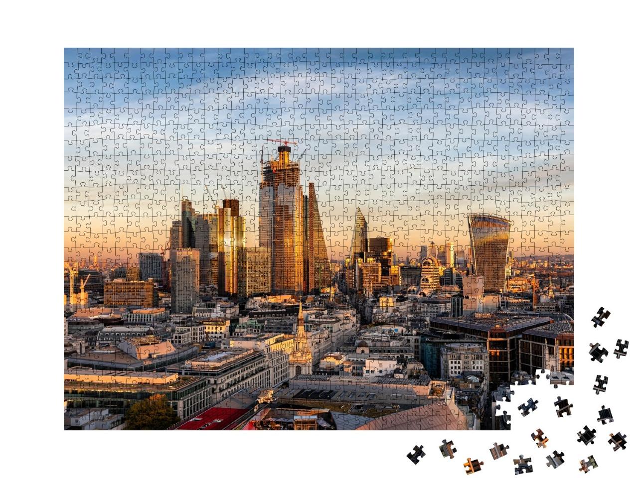 Puzzle de 1000 pièces « Coucher de soleil sur la ligne d'horizon de la City of London, Angleterre »