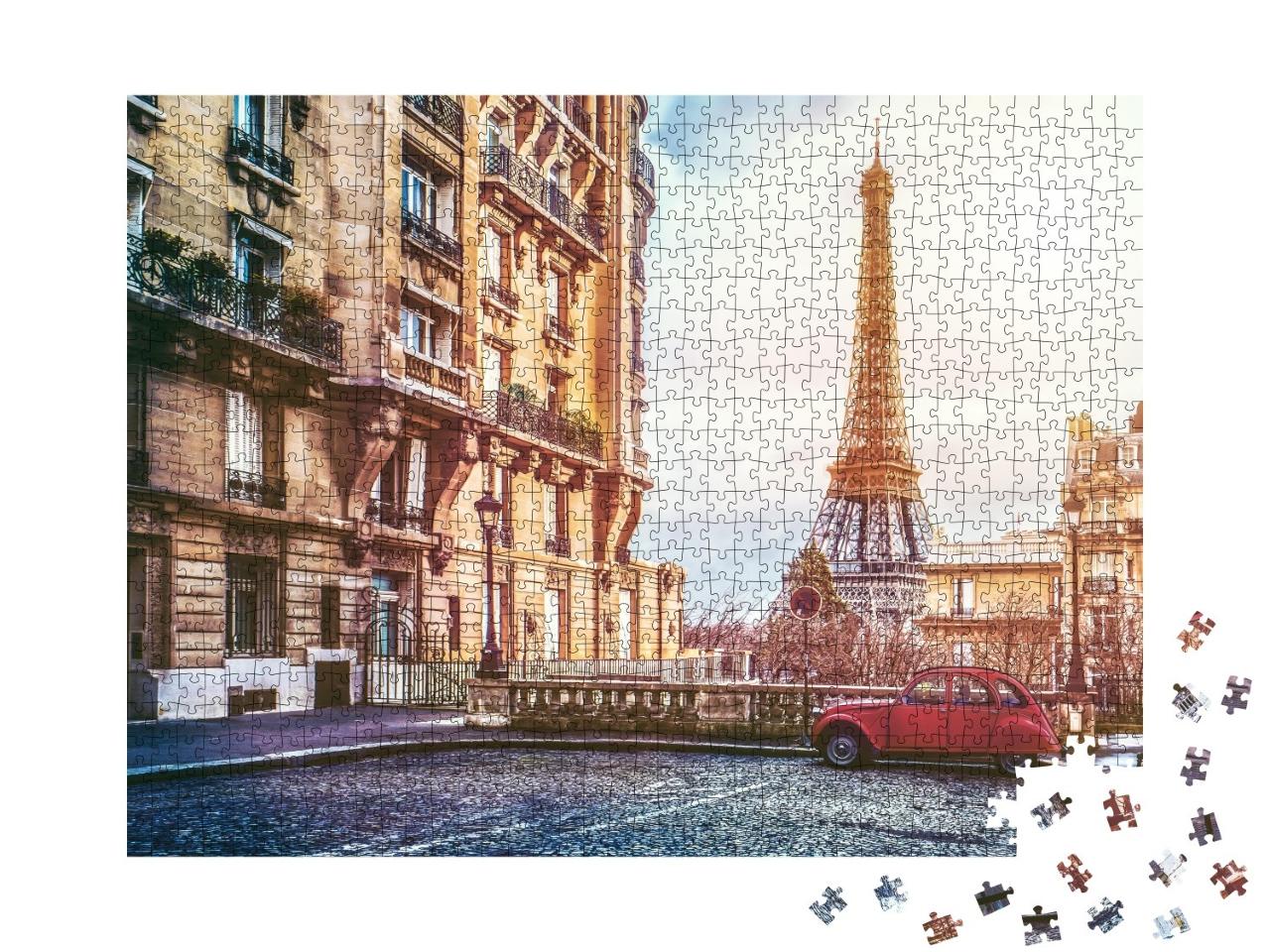 Puzzle de 1000 pièces « Rue de Paris avec vue sur la célèbre Tour Eiffel »